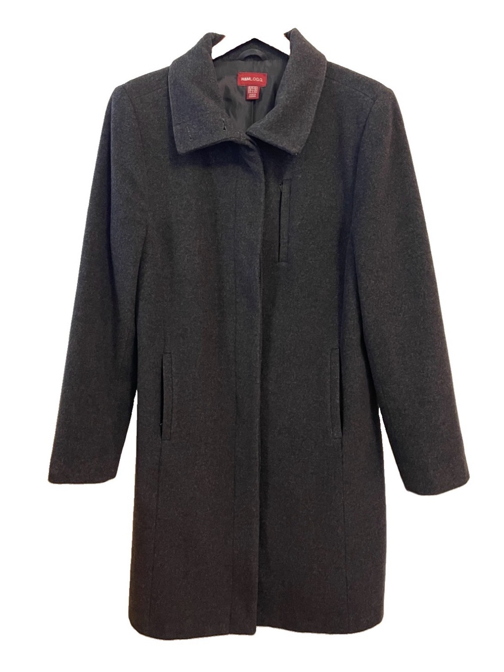 Vintage H&M Coat Overcoat Gray Size 12 Wool Cashmere Dark Academia Minimalist